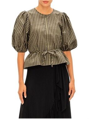 Ganni Seersucker Check Top